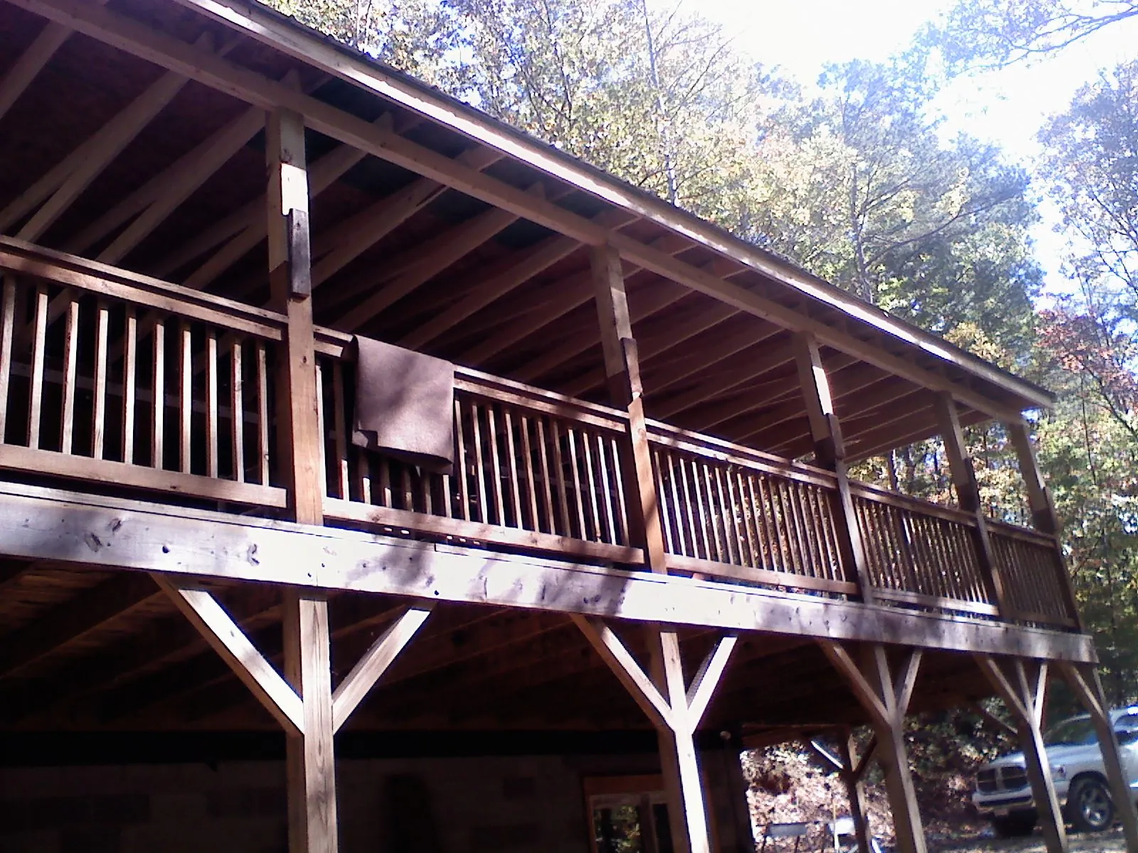 Timber framing under a new elevated porch and deck — Roof Leak Repair in Robesonia by Roofing Brothers